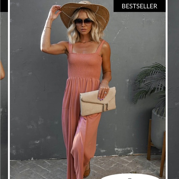 MATTEA SMOCKED POCKETED JUMPSUIT - SIENNA - Picture 3 of 6